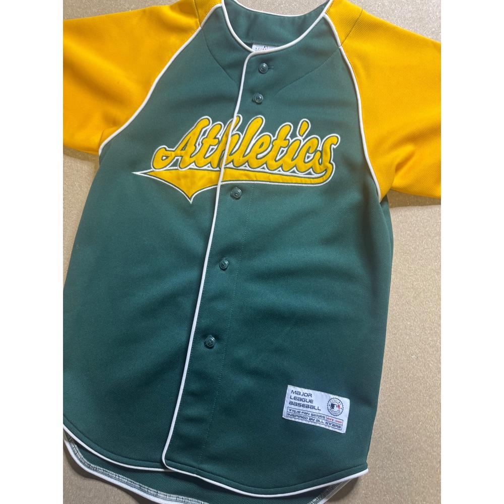 Kids Athletics Chavez #3 Baseball Jersey True Fan MLB Oakland Green Gold